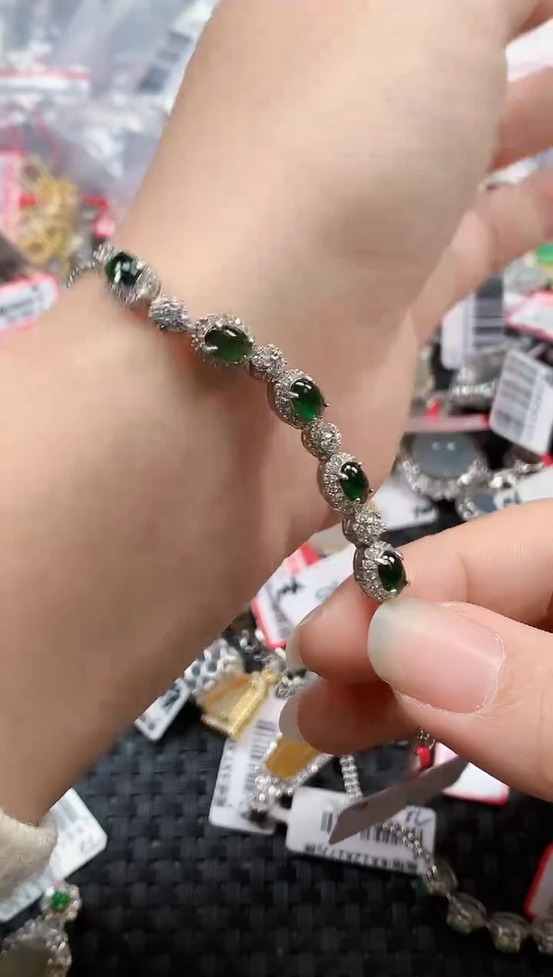 银S925镶嵌戒指翡翠天然A货缅甸翡翠