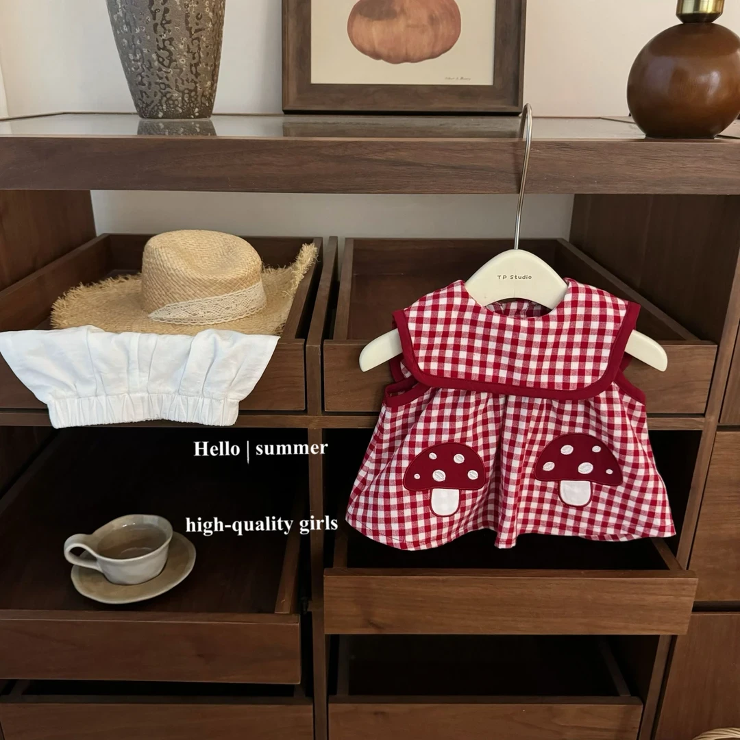 魔法森林女童宝宝原创小蘑菇无袖娃娃衫上衣短裤可爱洋气两件套装