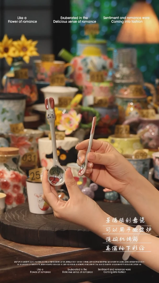 陶瓷随机景德镇高温釉下彩手工手绘款式