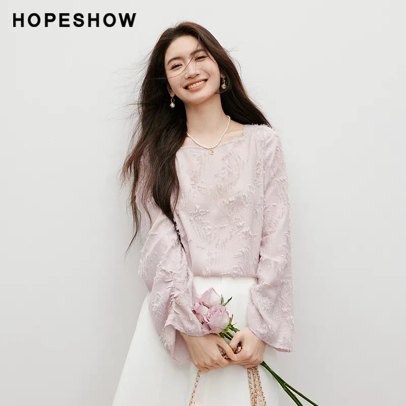 红袖2025秋季新款女装 羽毛剪花流苏一字领短上衣90125022001