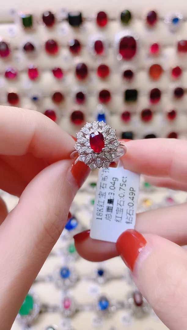 18K金镶嵌18K金戒指红宝石乔*1