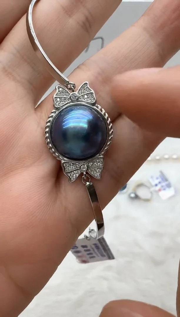 【闪购商品】拼合珍珠（马贝珠）手镯银S925镶嵌清货