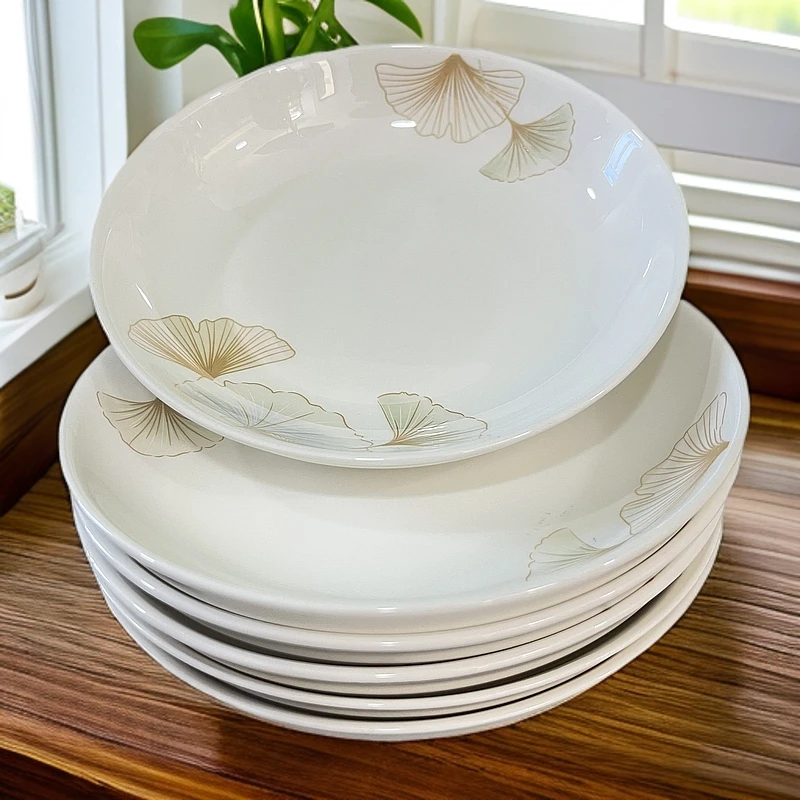 【新品福利】6只7英寸银杏时光饭盘家用欧式盘碟