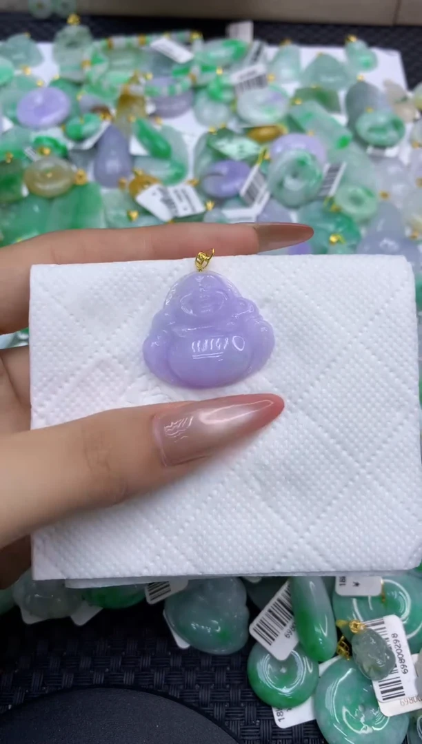 颈饰18K金镶嵌翡翠天然缅甸A货翡翠