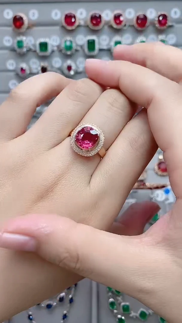 【闪购商品】碧玺18K金戒指18K金镶嵌·