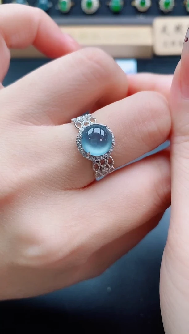 银S925镶嵌戒指翡翠1