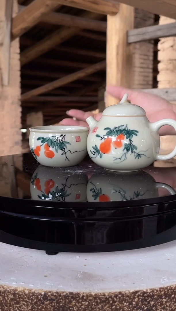 柴烧福寿壶+葫芦杯