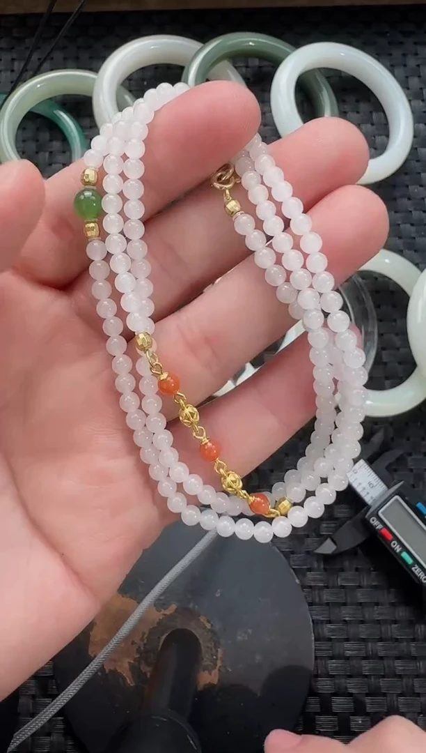 颈饰未镶嵌和田玉4mm设计款小米链