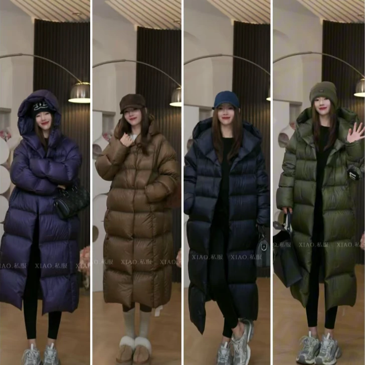 XIAO·STUDIO  95三星白鹅绒休闲花苞帽潮流长款女羽绒服259076