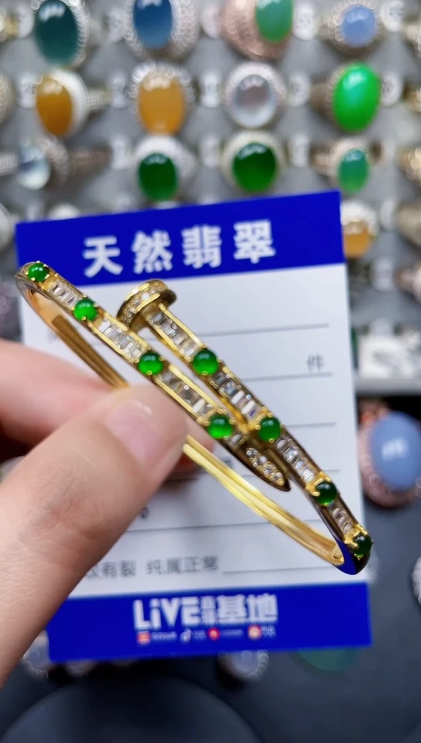 银S925镶嵌手镯翡翠180