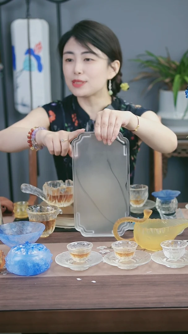 茶盏原创古法琉璃水墨画茶盘