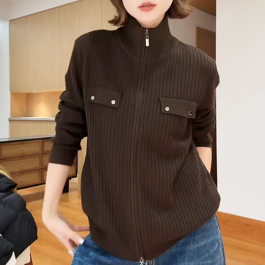 2025秋季新款【赫尔图约】极简气质立领休闲显瘦针织衫LK2506742
