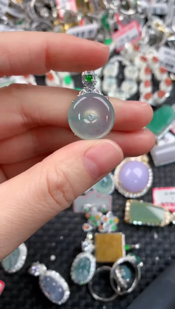 银S925镶嵌戒指翡翠555       6