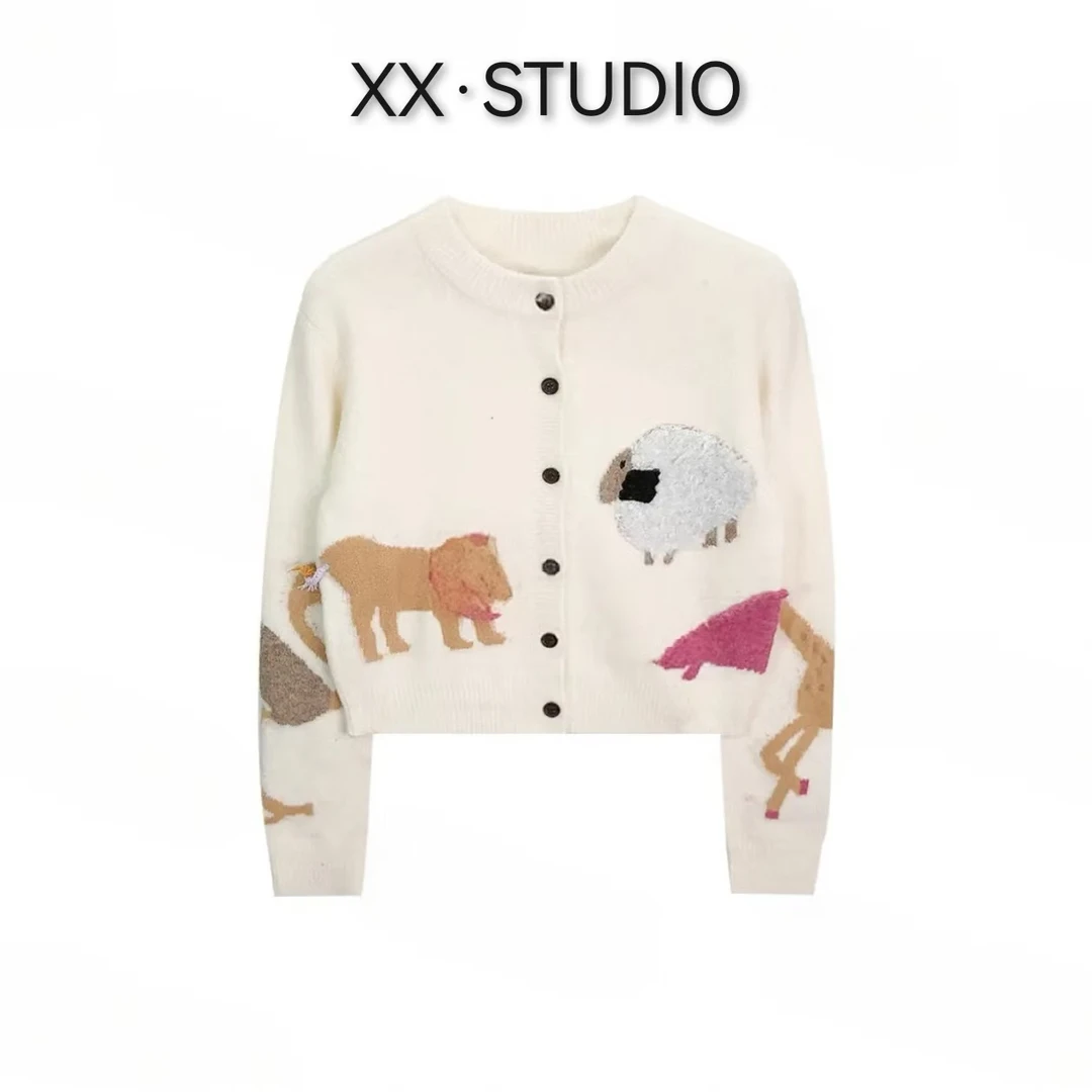 独特漂亮超好看短款毛衣开衫女秋冬2025新款爆款宽松黑色针织上衣