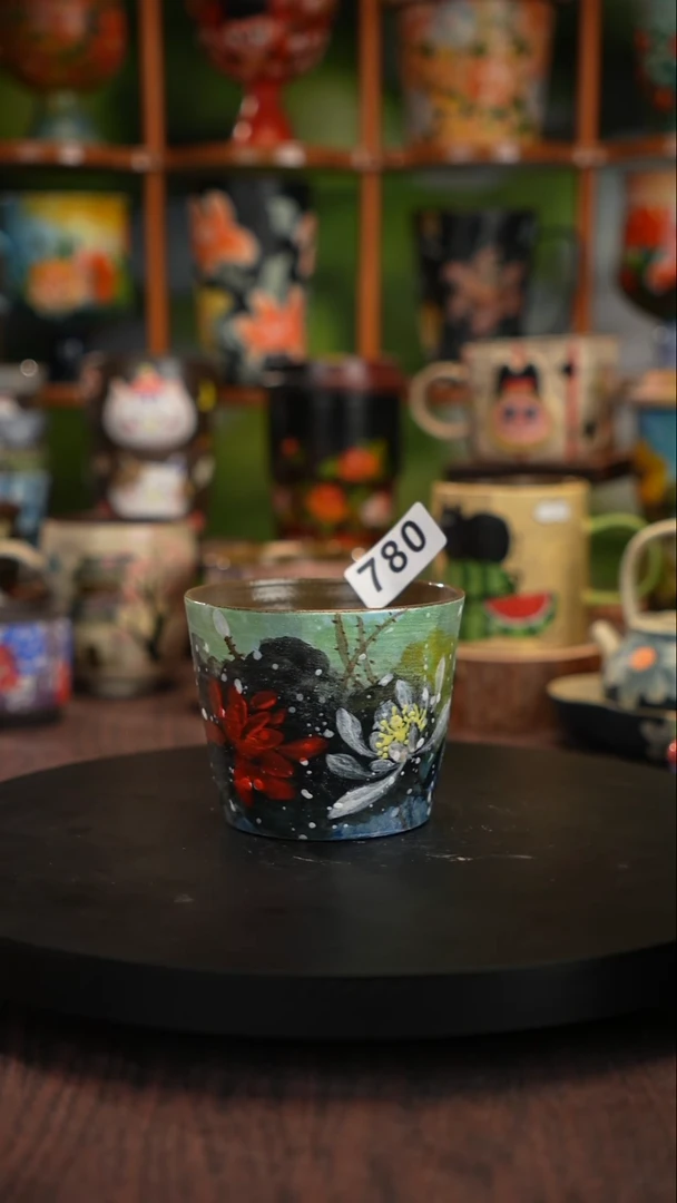 釉下手绘陶瓷紫砂杯