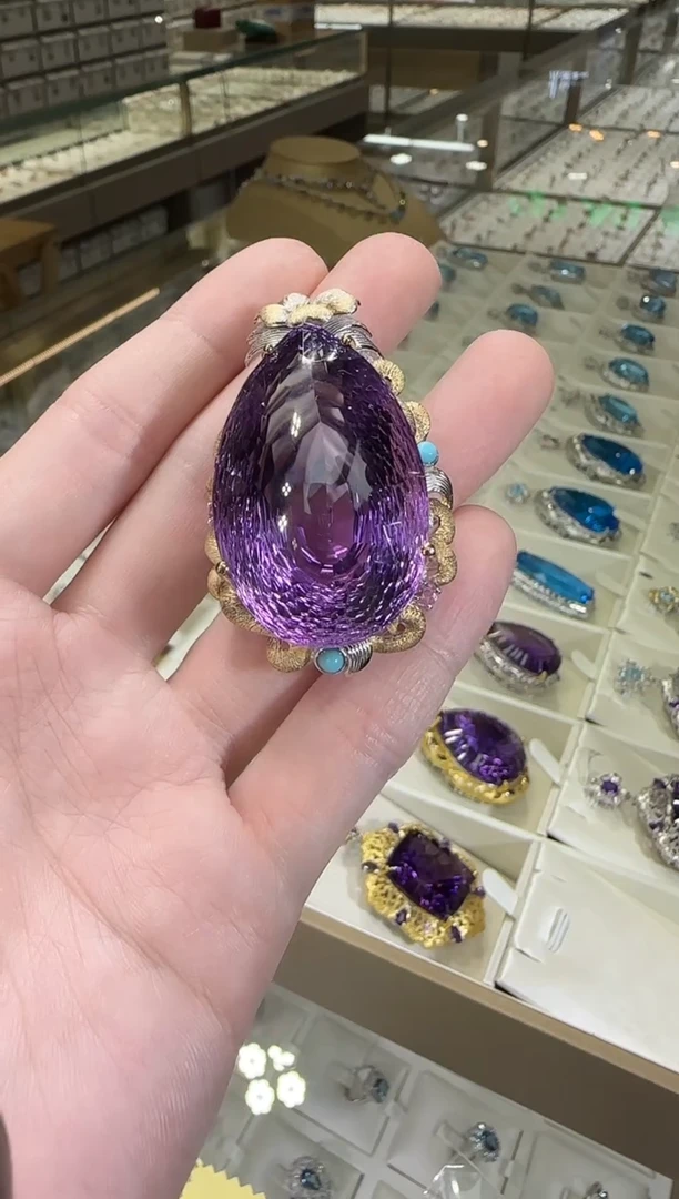 颈饰银S925镶嵌紫晶26*49mm123ct帝王紫展会高级款