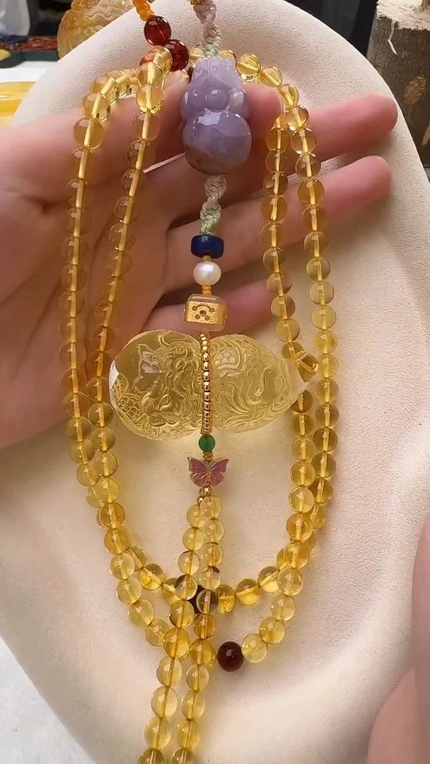 琥珀颈饰未镶嵌项链