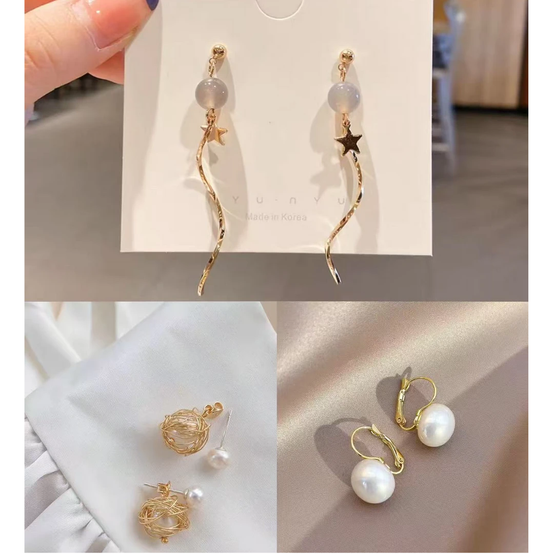 合金玻璃耳饰 小众时尚气质款（拍一发三）