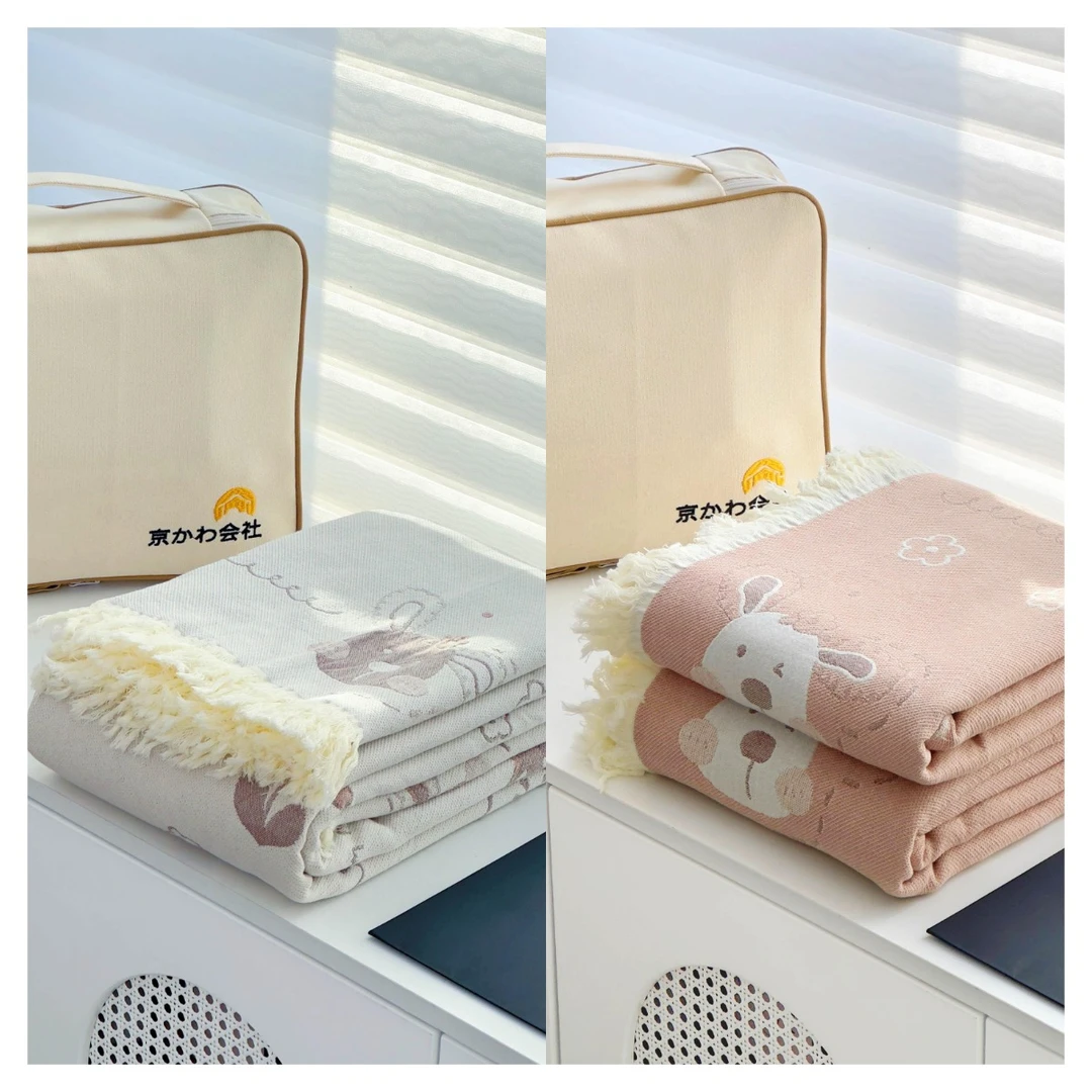【京かわ会社】纱布毛巾被 纯棉多功能盖毯 200*230cm 田园牧场组合