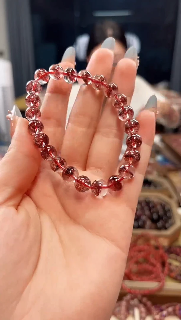 未镶嵌手串水晶金草莓超七单圈手串8mm【多样性发一】