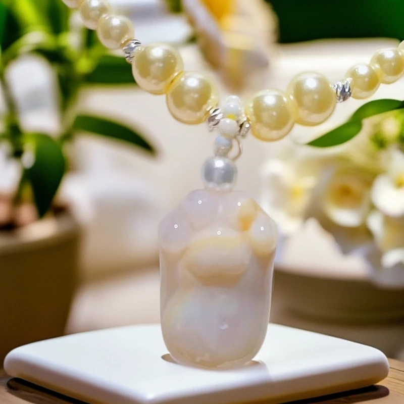 铜合金仿珍珠项链 女锁骨链颈链原创设计饰品珍珍可爱猫爪项链