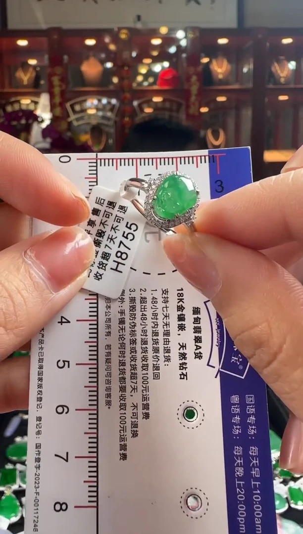 【闪购商品】翡翠戒指18K金镶嵌H8755貔貅戒指
