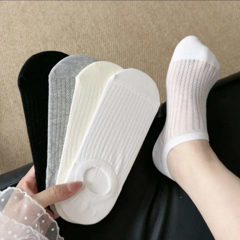 【8双装】袜子女夏季薄款短袜网眼船袜白色隐形袜防滑不掉跟潮