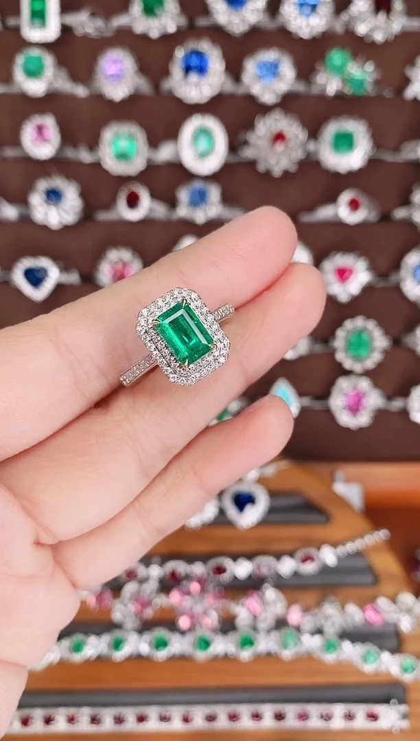 【闪购商品】祖母绿18K金戒指18K金镶嵌1