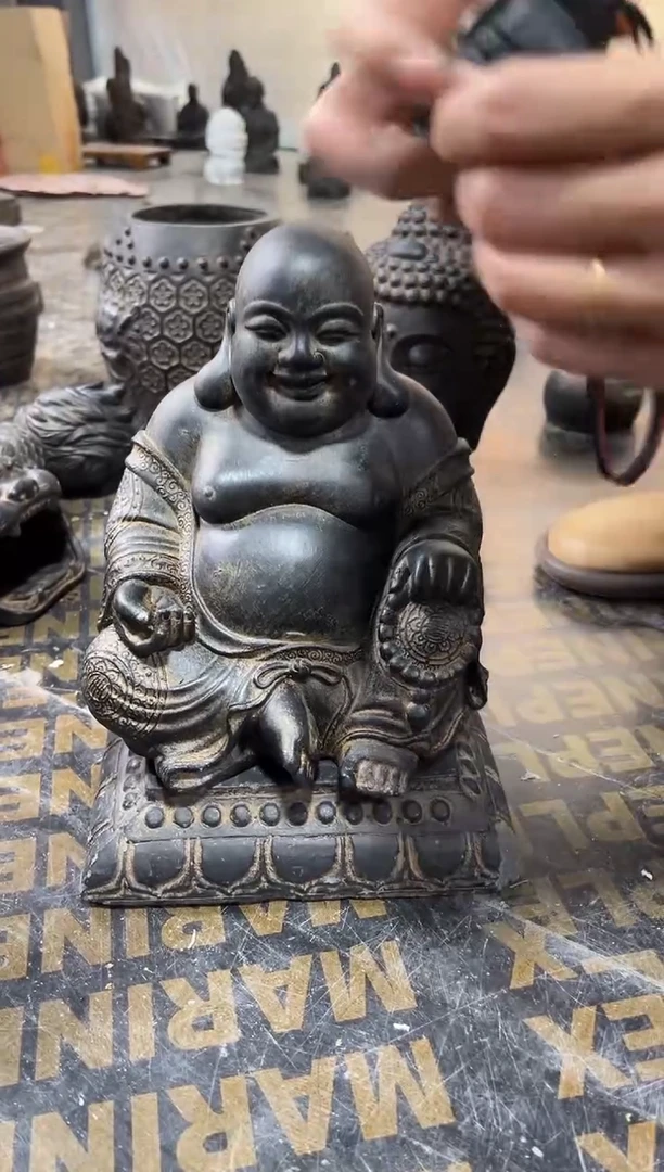 陶土【火山泥】大肚佛+莲花底座