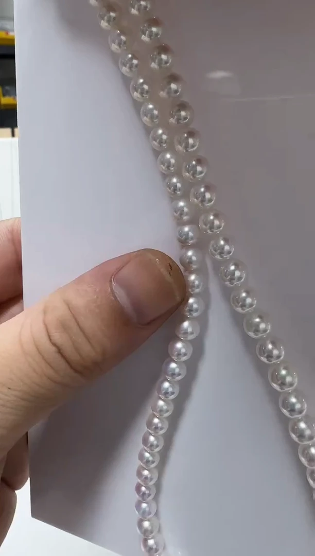 淡水珍珠银S925镶嵌项链5.5-6.5mm