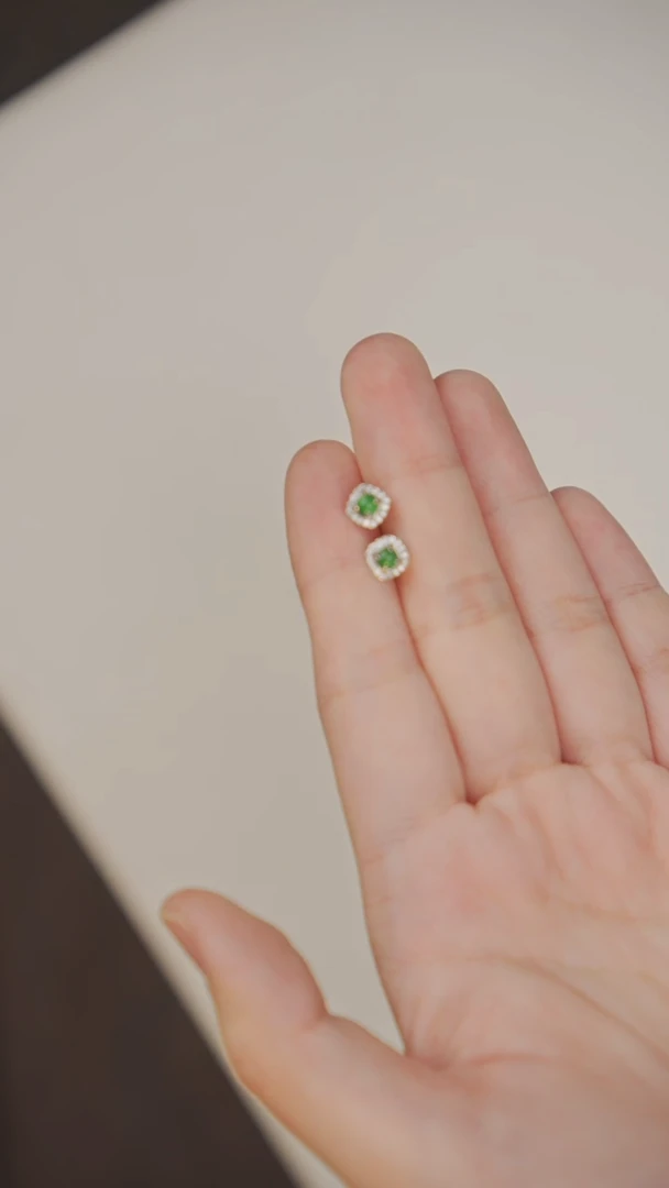 【闪购商品】翡翠耳饰银S925镶嵌耳钉