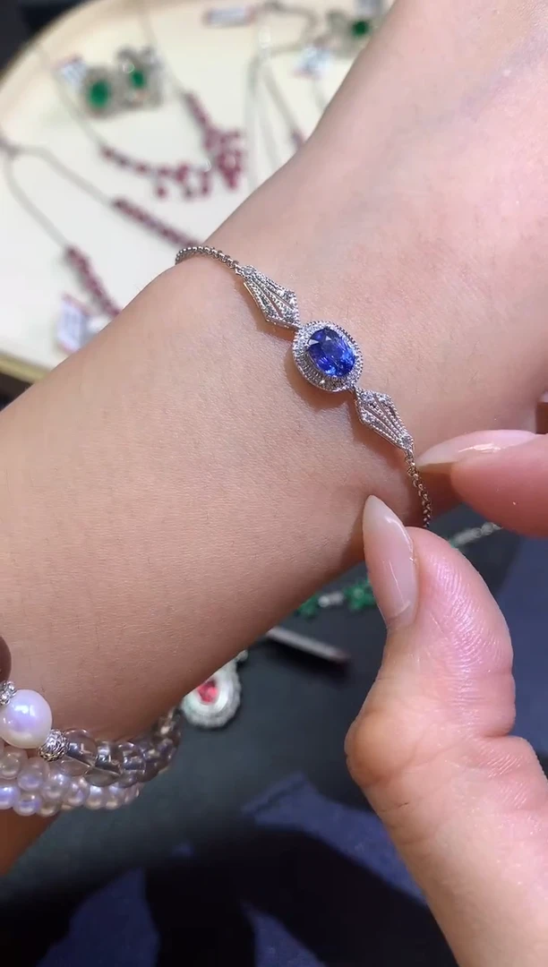 蓝宝石手链18K金镶嵌A115|4500