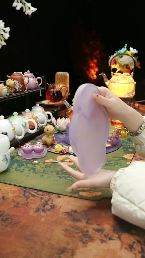 【闪购商品】紫色水晶琉璃壶承干泡垫