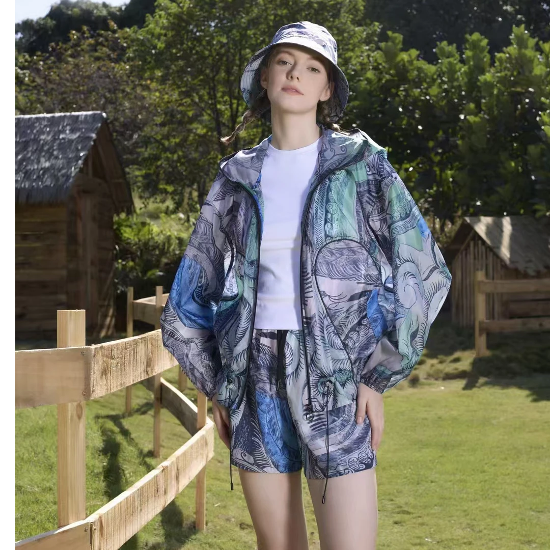 AEROBI ACTIVE欧美度假风皮肤衣外套杂花灰短款4538