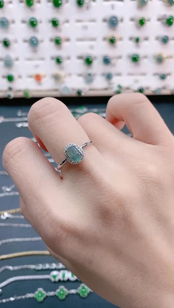 【闪购商品】翡翠戒指银S925镶嵌天然翡翠