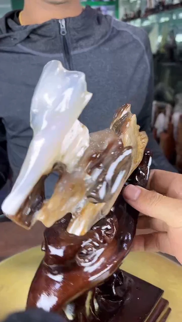 缅甸天然树化玉精品摆件