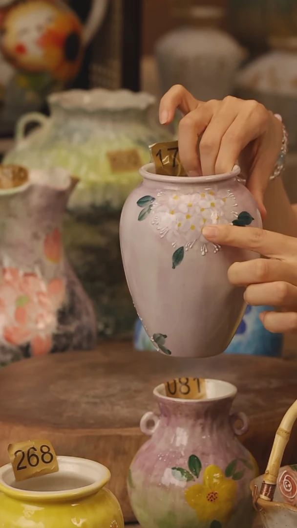 陶瓷172景德镇设计师手作花器摆件侘寂风