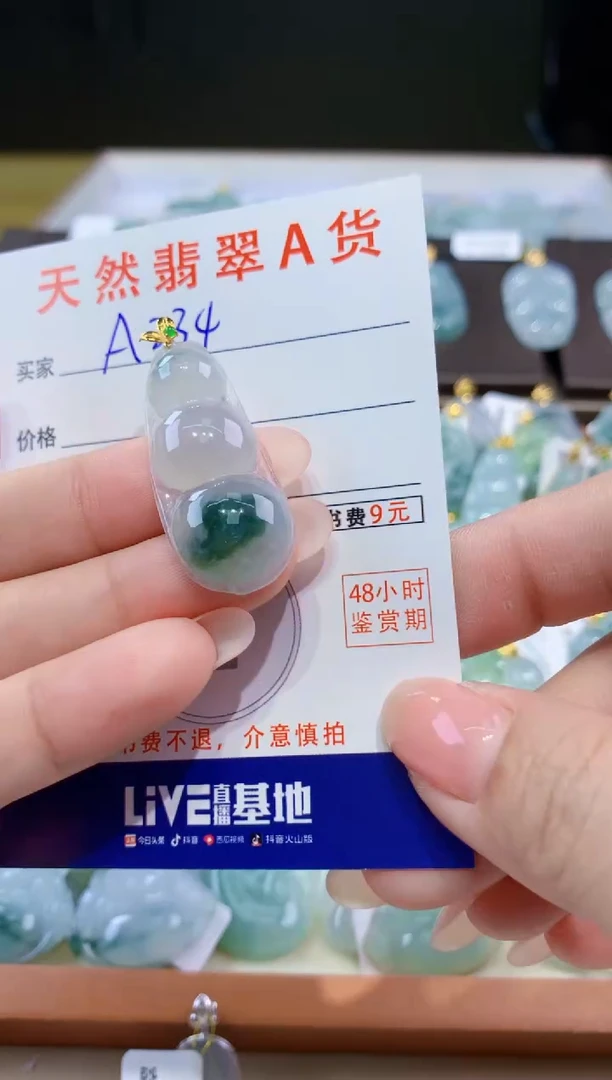 颈饰18K金镶嵌翡翠天然翡翠A货挂件