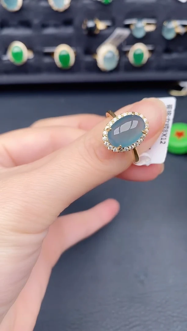 银S925镶嵌戒指翡翠天然a货翡翠319