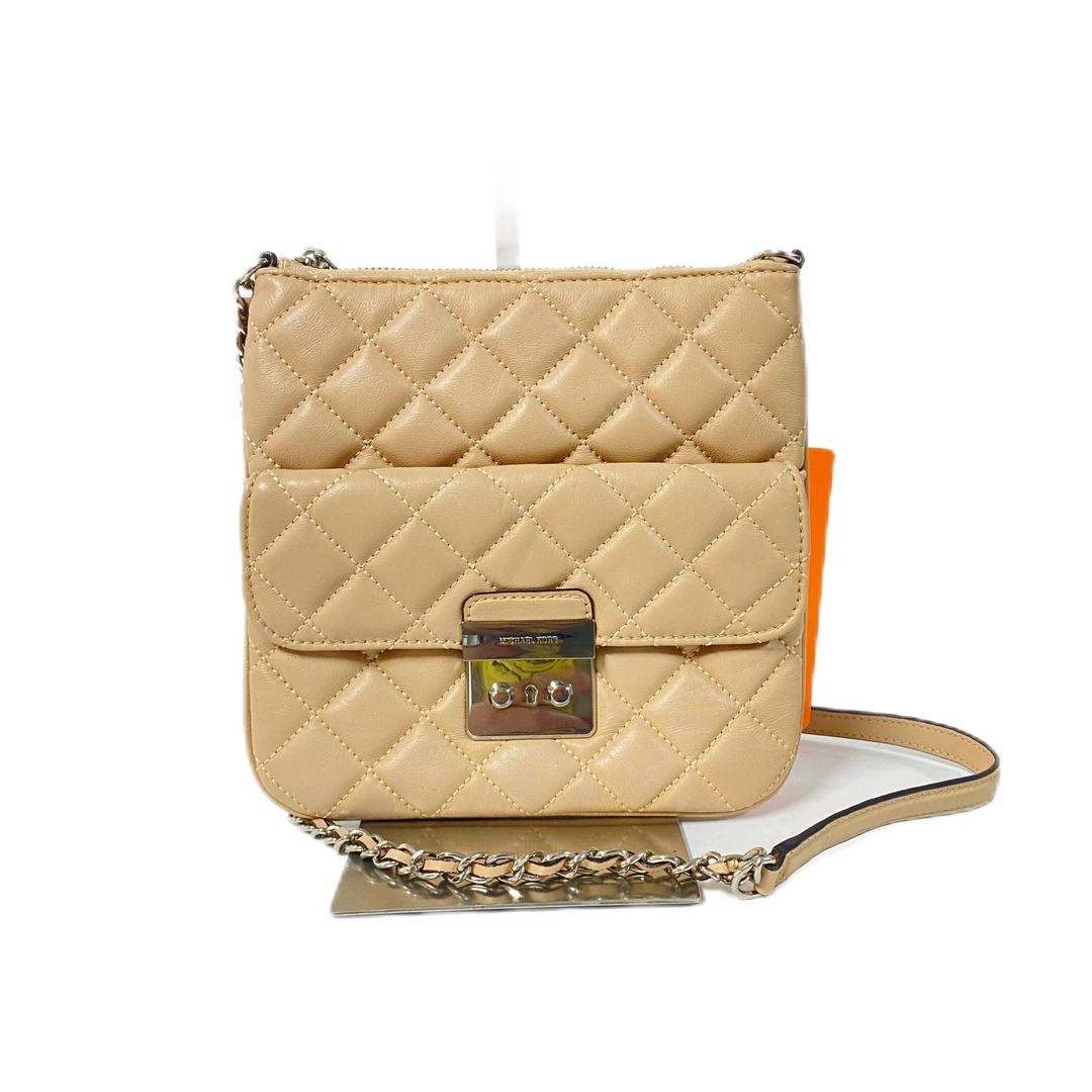 95新 MICHAEL KORS/迈克高仕 奶茶色全皮斜挎链条包 SH-3870-A