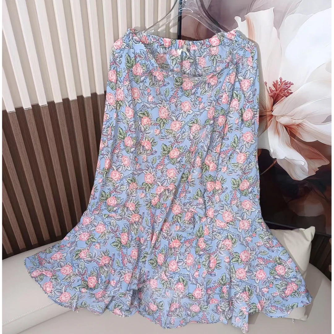 夏季温柔风气质显瘦系带印花不规则半身裙1711（c12后面）