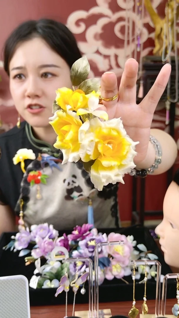 刺绣纯手工绒花发夹