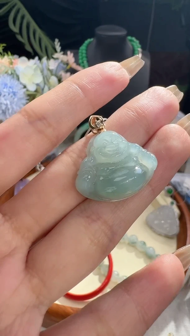 【闪购商品】翡翠颈饰18K金镶嵌挂件