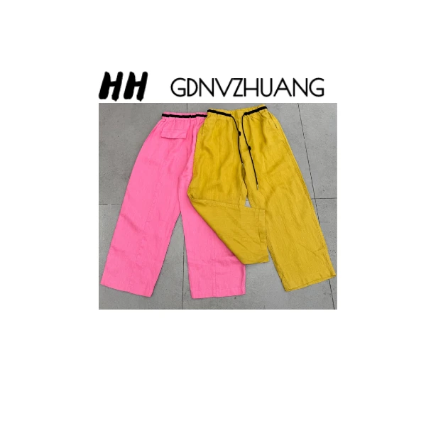 【红红甄选】05-1205原单欧时尚亚麻九分休闲裤