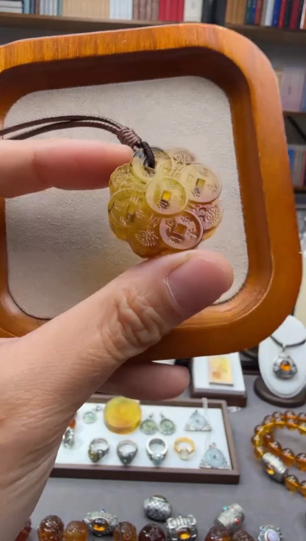 琥珀颈饰未镶嵌a***r吉语佩吊坠