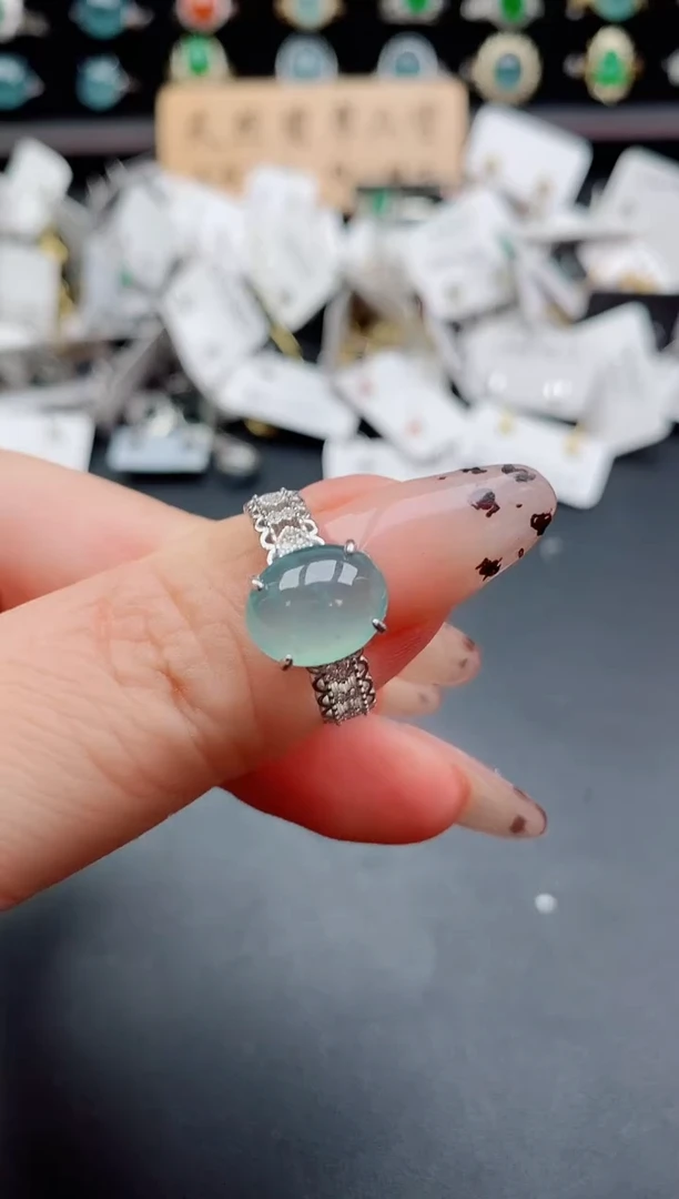 银S925镶嵌戒指翡翠1