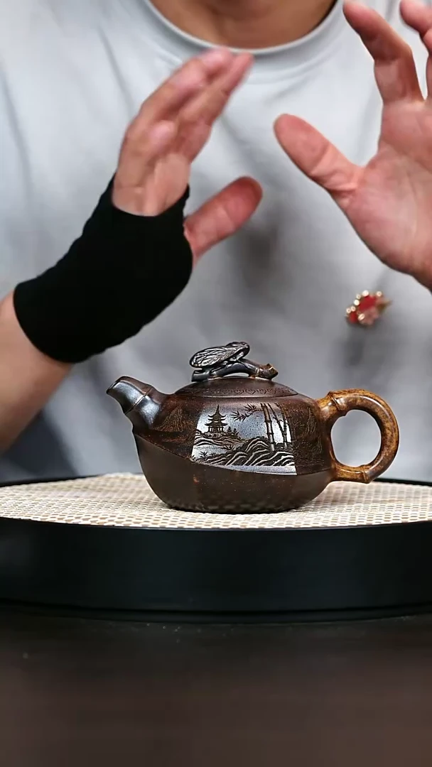 紫砂茶宠柴烧知足常乐紫砂壶