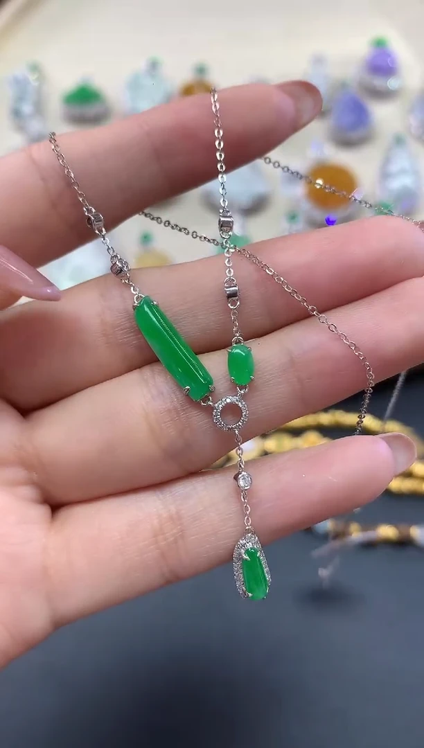 翡翠18K金镶嵌套链套链|6800+0