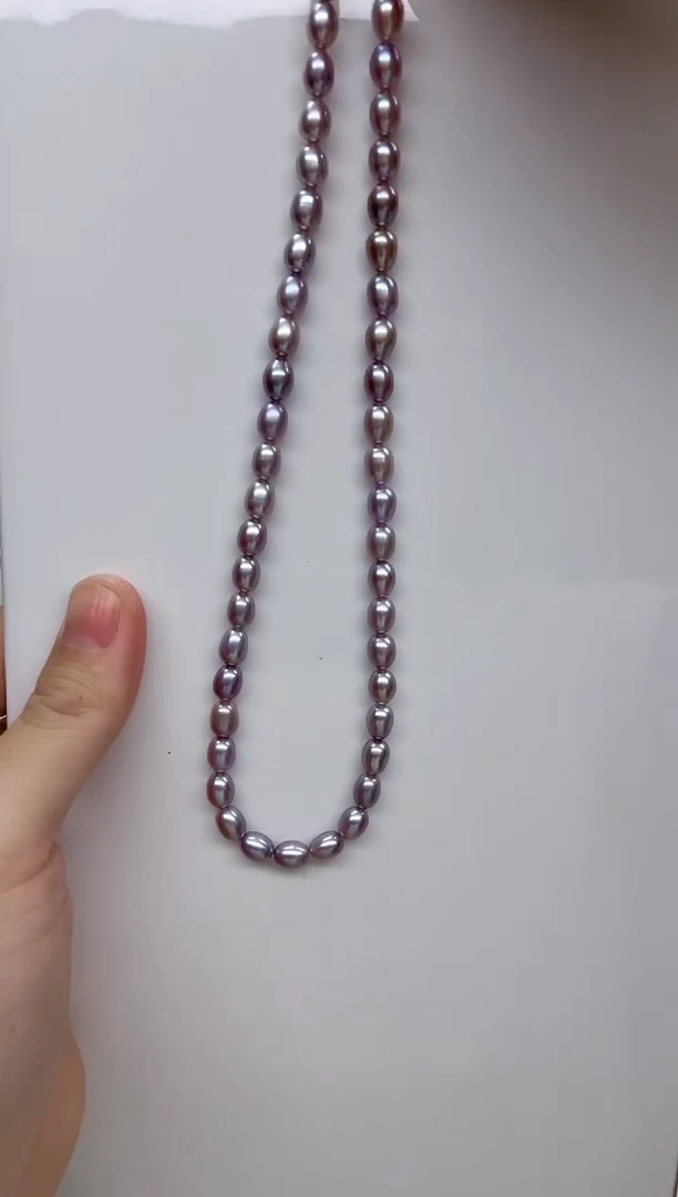项链未镶嵌淡水珍珠深紫米珠6-6.5mm