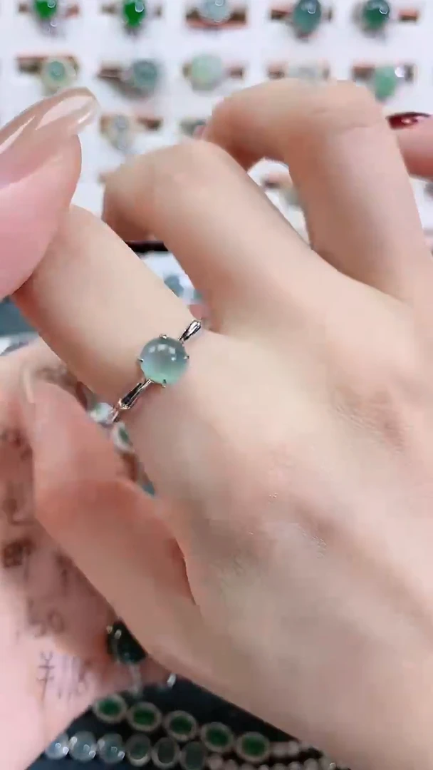 银S925镶嵌戒指翡翠天然翡翠